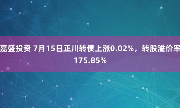 嘉盛投资 7月15日正川转债上涨0.02%，转股溢价率175.85%